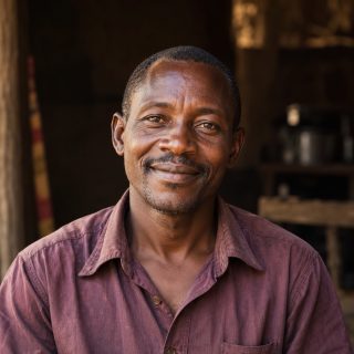 Portrait of a man outside his workshop