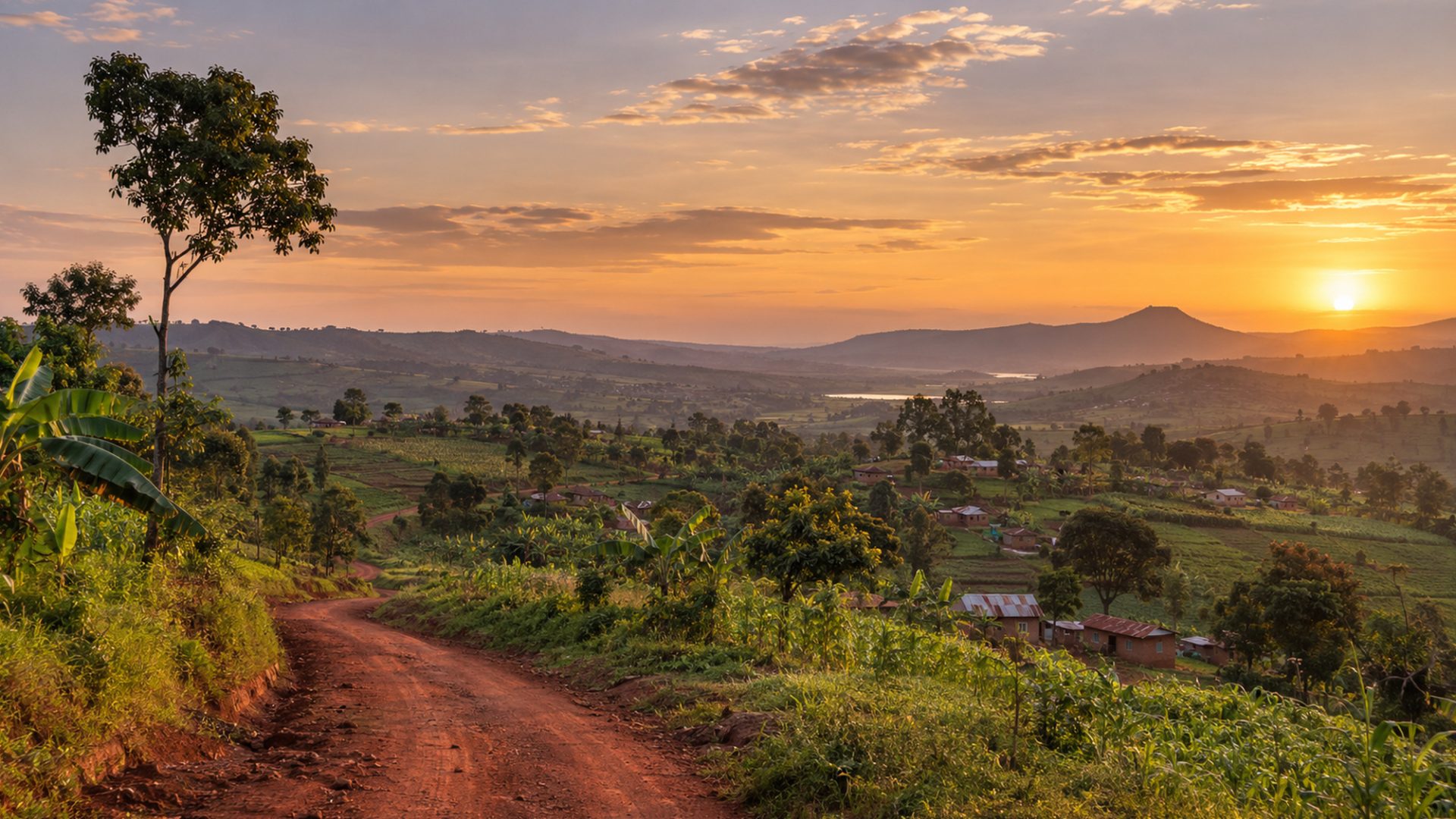 Rural Uganda at sunrise