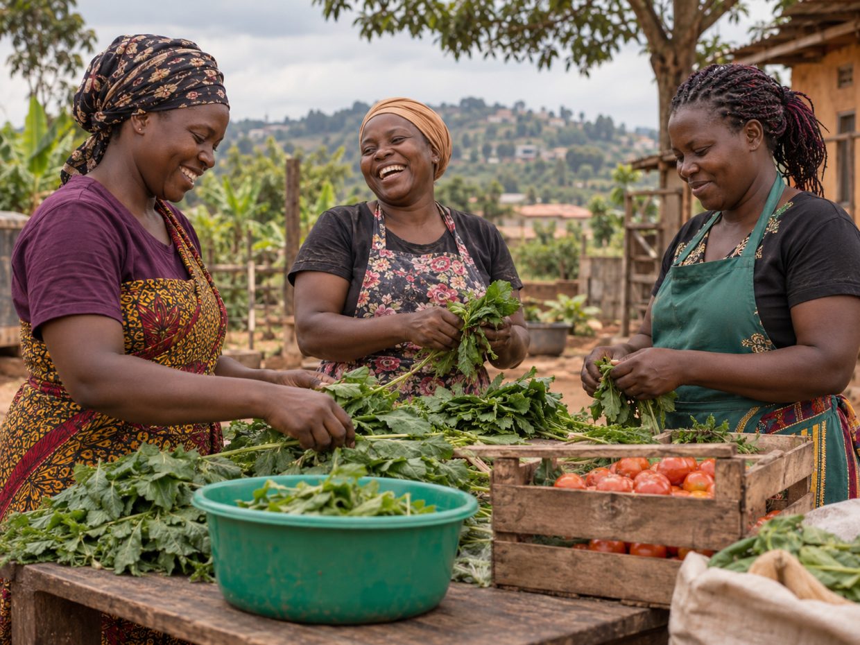A woman at work in a small market business